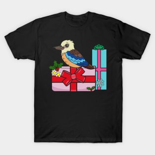 Christmas Kookaburra Standing on Presents T-Shirt